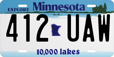 MN license plate 412UAW