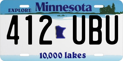 MN license plate 412UBU