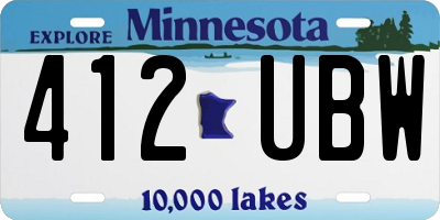 MN license plate 412UBW