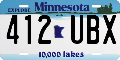 MN license plate 412UBX