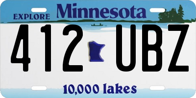MN license plate 412UBZ