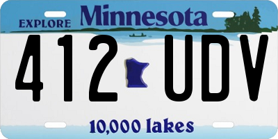 MN license plate 412UDV