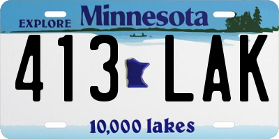 MN license plate 413LAK