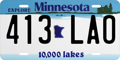 MN license plate 413LAO