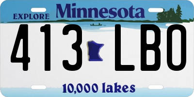 MN license plate 413LBO