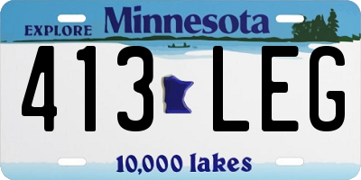 MN license plate 413LEG