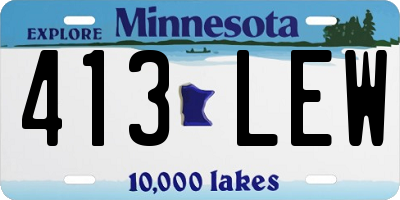MN license plate 413LEW