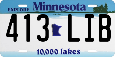 MN license plate 413LIB