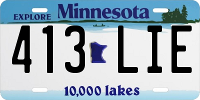 MN license plate 413LIE