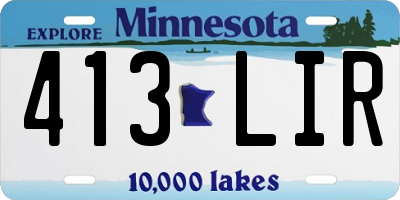 MN license plate 413LIR