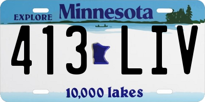 MN license plate 413LIV