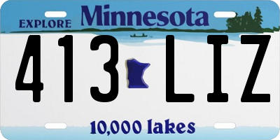 MN license plate 413LIZ