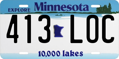 MN license plate 413LOC