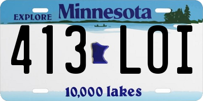 MN license plate 413LOI