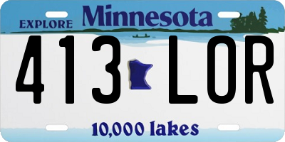 MN license plate 413LOR