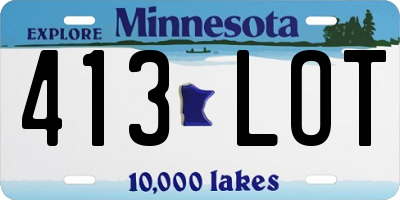 MN license plate 413LOT
