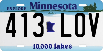 MN license plate 413LOV