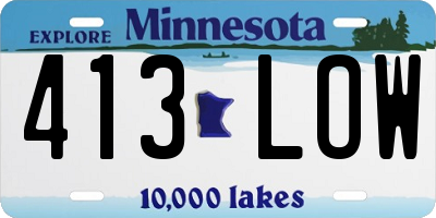 MN license plate 413LOW