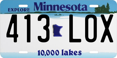 MN license plate 413LOX