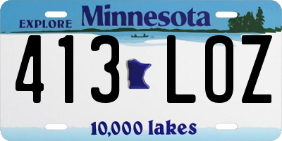 MN license plate 413LOZ