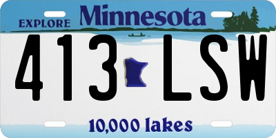 MN license plate 413LSW
