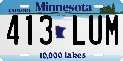 MN license plate 413LUM