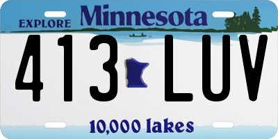 MN license plate 413LUV