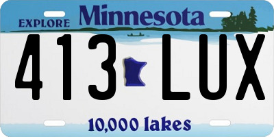 MN license plate 413LUX
