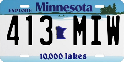 MN license plate 413MIW
