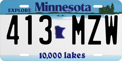 MN license plate 413MZW
