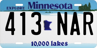 MN license plate 413NAR