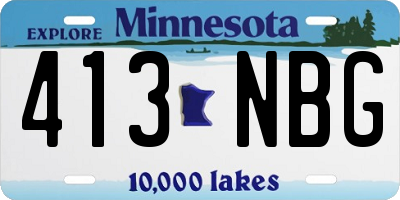 MN license plate 413NBG