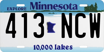 MN license plate 413NCW