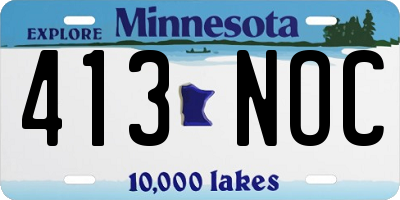MN license plate 413NOC