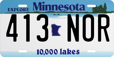 MN license plate 413NOR