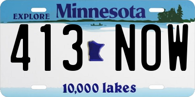 MN license plate 413NOW