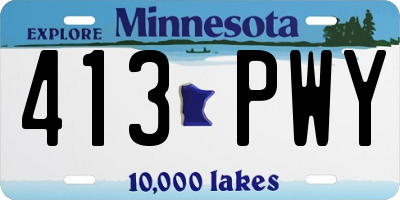 MN license plate 413PWY