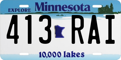 MN license plate 413RAI