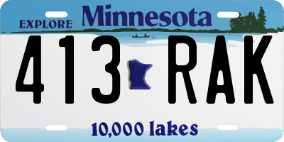 MN license plate 413RAK
