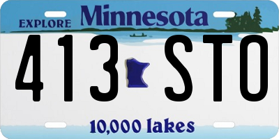 MN license plate 413STO