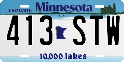 MN license plate 413STW