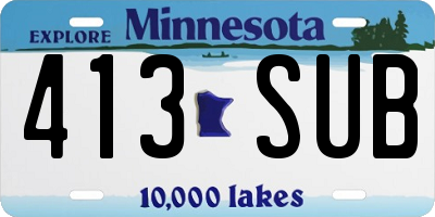 MN license plate 413SUB