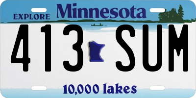 MN license plate 413SUM