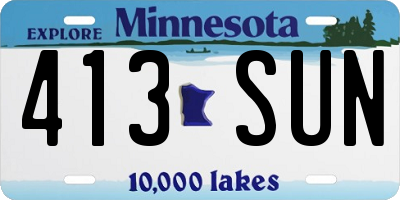 MN license plate 413SUN
