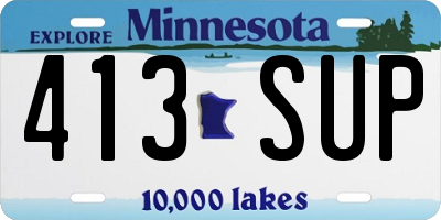 MN license plate 413SUP