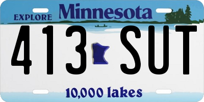 MN license plate 413SUT