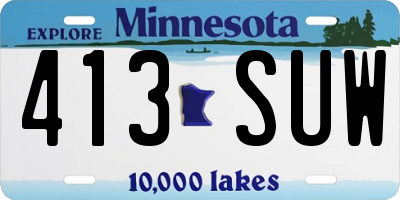 MN license plate 413SUW