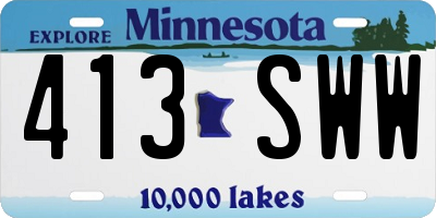 MN license plate 413SWW