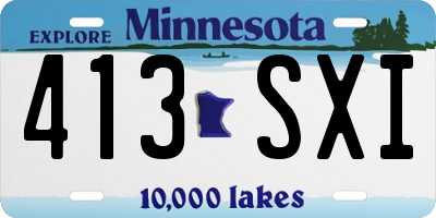 MN license plate 413SXI
