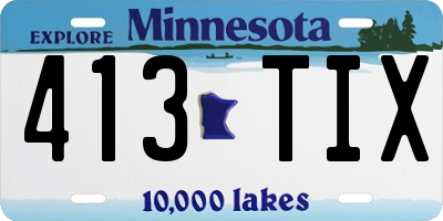 MN license plate 413TIX